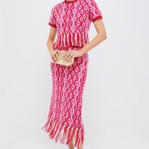 Pink Patterned Midi Skirt